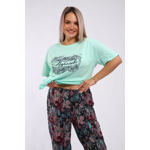 Пижама женская "Королева-1" кулирка (р-ры: 48-58) ментол