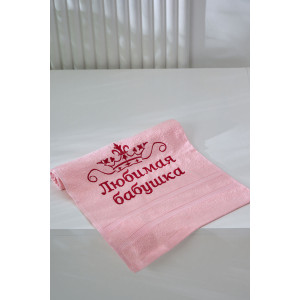 Полотенце махровое с вышивкой №14418/12 "Любимая бабушка" светло-розовый Полотенце махровое с вышивкой №14418/12 "Любимая бабушка" светло-розовый