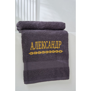 Полотенце махровое с вышивкой №14418/11 "Александр" графит Полотенце махровое с вышивкой №14418/11 "Александр" графит