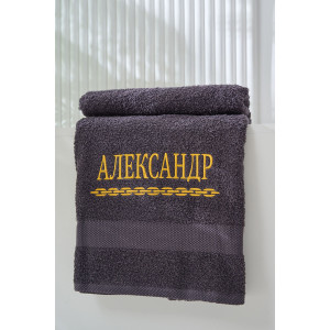 Полотенце махровое с вышивкой №14418/11 "Александр" графит Полотенце махровое с вышивкой №14418/11 "Александр" графит