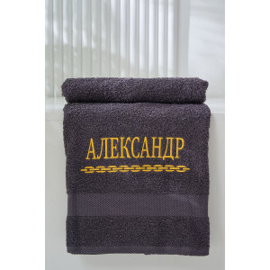Полотенце махровое с вышивкой №14418/11 "Александр" графит Полотенце махровое с вышивкой №14418/11 "Александр" графит