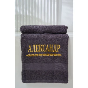 Полотенце махровое с вышивкой №14418/11 "Александр" графит Полотенце махровое с вышивкой №14418/11 "Александр" графит