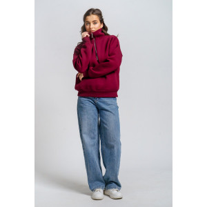 Толстовка женская "Сабина" футер 3-х нитка с начесом (р-ры: 42-56) бордо Толстовка женская "Сабина" футер 3-х нитка с начесом (р-ры: 42-56) бордо