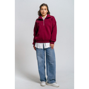 Толстовка женская "Сабина" футер 3-х нитка с начесом (р-ры: 42-56) бордо Толстовка женская "Сабина" футер 3-х нитка с начесом (р-ры: 42-56) бордо