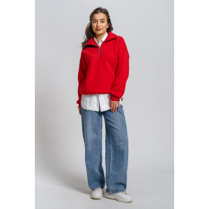 Толстовка женская "Сабина" футер 3-х нитка с начесом (р-ры: 42-56) алый Толстовка женская "Сабина" футер 3-х нитка с начесом (р-ры: 42-56) алый