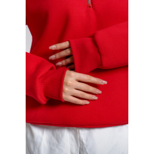 Толстовка женская "Сабина" футер 3-х нитка с начесом (р-ры: 42-56) алый Толстовка женская "Сабина" футер 3-х нитка с начесом (р-ры: 42-56) алый