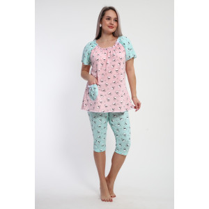 Пижама женская М43 "Мальвина" кулирка (р-ры: 50-60) розовый