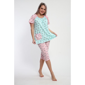 Пижама женская М43 "Мальвина" кулирка (р-ры: 50-60) ментол