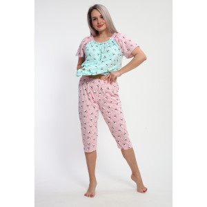 Пижама женская М43 "Мальвина" кулирка (р-ры: 50-60) ментол