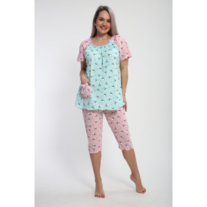 Пижама женская М43 "Мальвина" кулирка (р-ры: 50-60) ментол