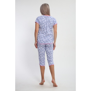 Пижама женская "Ретро" М427 кулирка (р-ры: 46-60) цветы на сиреневом
