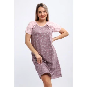 Сорочка женская М296 "Карина" кулирка (р-ры: 46-60) цветы какао Сорочка женская М296 "Карина" кулирка (р-ры: 46-60) цветы какао