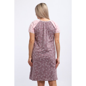 Сорочка женская М296 "Карина" кулирка (р-ры: 46-60) цветы какао