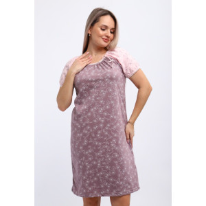 Сорочка женская М296 "Карина" кулирка (р-ры: 46-60) цветы какао