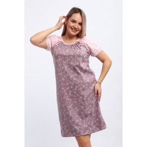 Сорочка женская М296 "Карина" кулирка (р-ры: 46-60) цветы какао