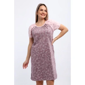 Сорочка женская М296 "Карина" кулирка (р-ры: 46-60) цветы какао Сорочка женская М296 "Карина" кулирка (р-ры: 46-60) цветы какао