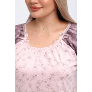 Сорочка женская М296 "Карина" кулирка (р-ры: 46-60) цветы на розовом