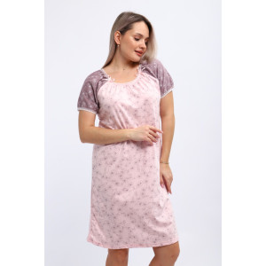 Сорочка женская М296 "Карина" кулирка (р-ры: 46-60) цветы на розовом