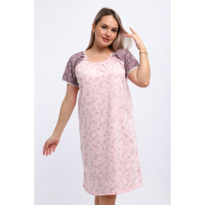 Сорочка женская М296 "Карина" кулирка (р-ры: 46-60) цветы на розовом