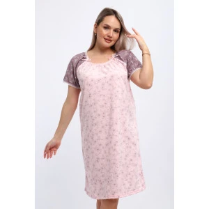Сорочка женская М296 "Карина" кулирка (р-ры: 46-60) цветы на розовом