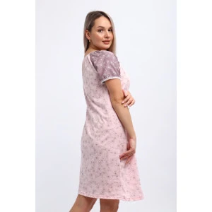 Сорочка женская М296 "Карина" кулирка (р-ры: 46-60) цветы на розовом