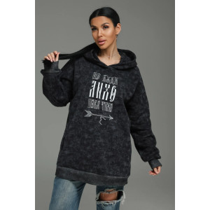 Худи женское "Яхонт" футер 3-х нитка петля пенье фирча (р-ры: 46-60) серый варенка