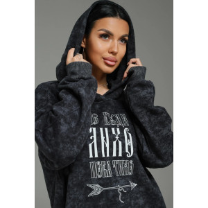 Худи женское "Яхонт" футер 3-х нитка петля пенье фирча (р-ры: 46-60) серый варенка