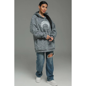 Худи женское "Яхонт" футер 3-х нитка петля пенье фирча (р-ры: 46-60) светло-серый варенка