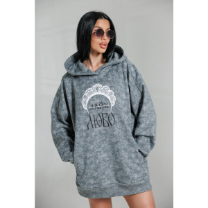 Худи женское "Яхонт" футер 3-х нитка петля пенье фирча (р-ры: 46-60) светло-серый варенка