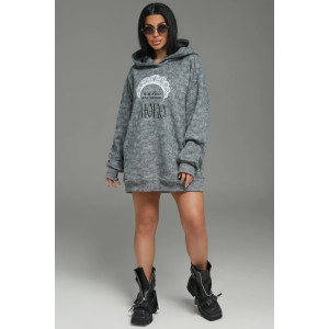 Худи женское "Яхонт" футер 3-х нитка петля пенье фирча (р-ры: 46-60) светло-серый варенка