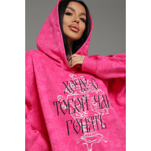 Худи женское "Яхонт" футер 3-х нитка петля пенье фирча (р-ры: 46-60) розовый варенка