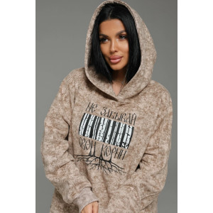 Худи женское "Яхонт" футер 3-х нитка петля пенье фирча (р-ры: 46-60) бежевый варенка