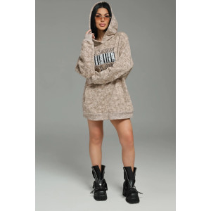 Худи женское "Яхонт" футер 3-х нитка петля пенье фирча (р-ры: 46-60) бежевый варенка