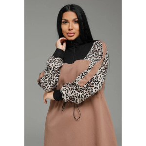 Платье женское "Луиза" футер 2-х нитка с лайкрой пенье (р-ры: 50-64) кофе