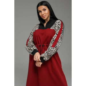 Платье женское "Луиза" футер 2-х нитка с лайкрой пенье (р-ры: 50-64) бордо