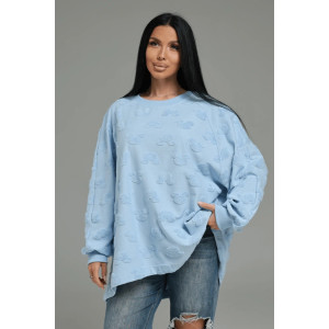 Свитшот женский "Ребека" махра жаккард (р-ры: 44-66) махра Микки голубой Свитшот женский "Ребека" махра жаккард (р-ры: 44-66) махра Микки голубой