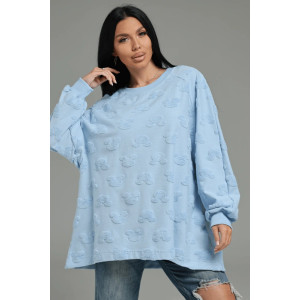 Свитшот женский "Ребека" махра жаккард (р-ры: 44-66) махра Микки голубой Свитшот женский "Ребека" махра жаккард (р-ры: 44-66) махра Микки голубой