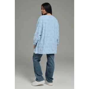 Свитшот женский "Ребека" махра жаккард (р-ры: 44-66) махра Микки голубой Свитшот женский "Ребека" махра жаккард (р-ры: 44-66) махра Микки голубой