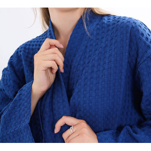 Халат женский вафельный "Relax" (последний размер) синий 56-58