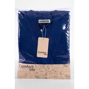 Халат женский вафельный "Relax" (последний размер) синий 56-58