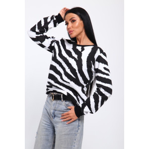 Свитшот женский №35886 футер с лайкрой 2-х нитка (последний размер) зебра 48,56,60