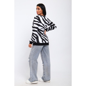 Свитшот женский №35886 футер с лайкрой 2-х нитка (последний размер) зебра 48,56,60