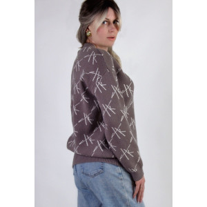 Джемпер женский "Штрихи" №1897 вязаный трикотаж (последний размер) светло-коричневый 42-50