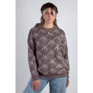 Джемпер женский "Штрихи" №1897 вязаный трикотаж (последний размер) светло-коричневый 42-50