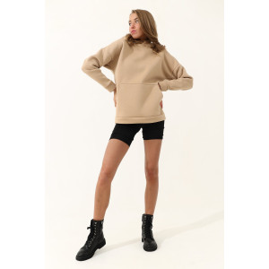 Худи женское №88511 футер 3-х нитка с начесом (последний размер) бежевый 50-52