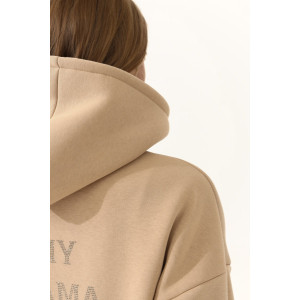 Худи женское №88511 футер 3-х нитка с начесом (последний размер) бежевый 50-52