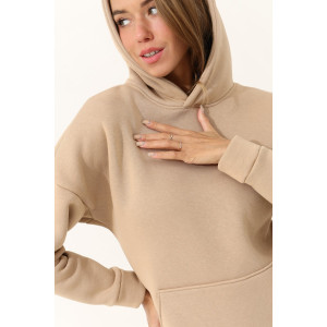Худи женское №88511 футер 3-х нитка с начесом (последний размер) бежевый 50-52
