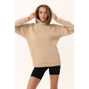 Худи женское №88511 футер 3-х нитка с начесом (последний размер) бежевый 50-52