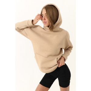 Худи женское №88511 футер 3-х нитка с начесом (последний размер) бежевый 50-52
