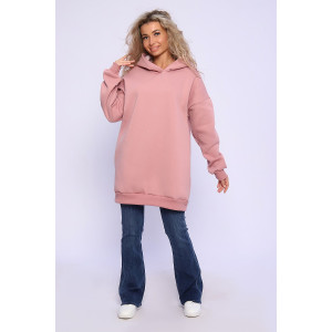 Худи женское №89328 футер 3-х нитка с начесом (последний размер) сухая роза 46,52